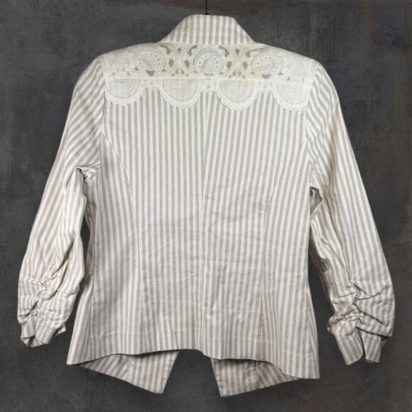 Roz & Ali Women's SZ S Striped Blazer w/ Lace Accents Cutesy Cottagecore - Picture 2 of 8